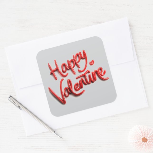 Adesivo Quadrado Happy Valentine Stickers for Cards & Gifts (Envelope)