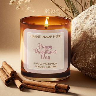 Adesivo Quadrado Happy Valentine's Day Custom Candle Labels