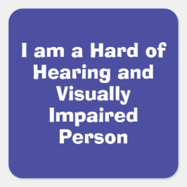 Adesivo Quadrado Hard of Hearing and Visually Impaired Person Blue