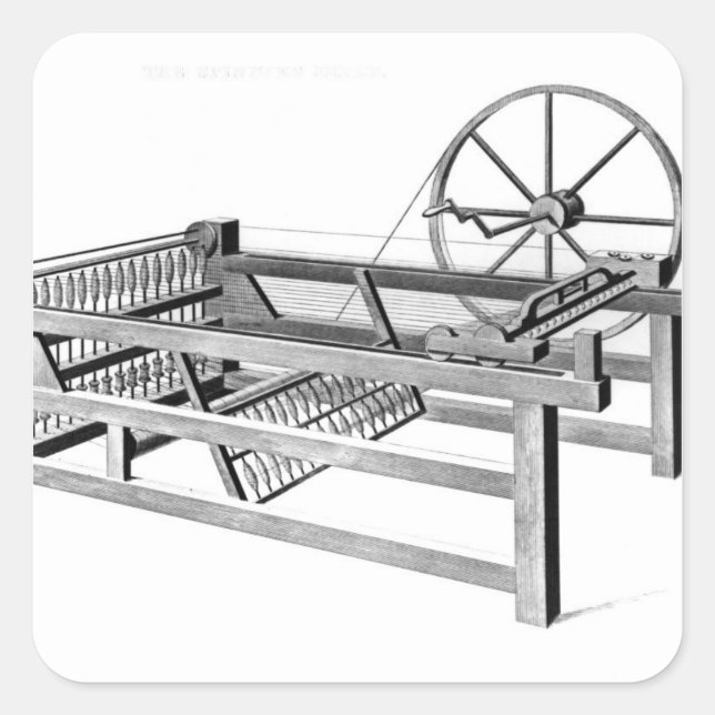 Adesivo Quadrado Hargreaves's Spinning Jenny, gravada por (Frente)