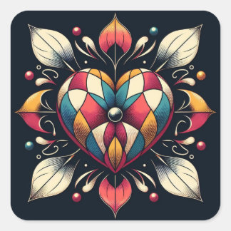 Adesivo Quadrado Harlequin Heart