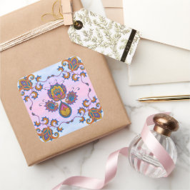 Adesivo Quadrado Harmonia Floral Azul e Roxo