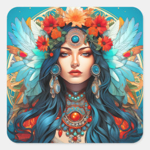 Adesivo Quadrado Harmonia no Patrimônio - Art Nouveau Design