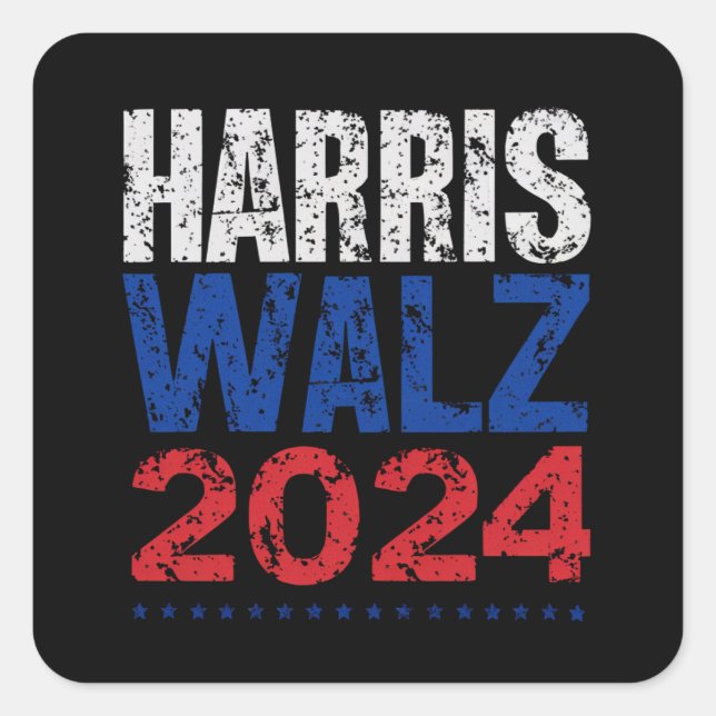 Adesivo Quadrado Harris Waltz 2024 Eleição Kamala Harris Tim Waltz (Frente)