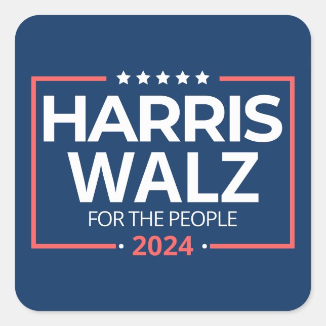 Adesivo Quadrado Harris Waltz 2024 Eleição Kamala Harris Tim Waltz (Frente)