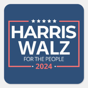 Adesivo Quadrado Harris Waltz 2024 Eleição Kamala Harris Tim Waltz