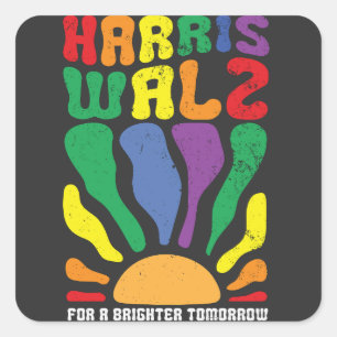 Adesivo Quadrado Harris Waltz para um amanhã brilhante Kamala LGBT