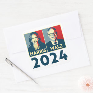 Adesivo Quadrado Harris Walz 2024