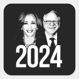 Adesivo Quadrado Harris Walz 2024