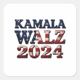 Adesivo Quadrado Harris Walz 2024 Eleição Kamala Tim Waltz