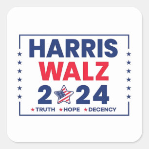 Adesivo Quadrado Harris Walz 2024   Harris Walz