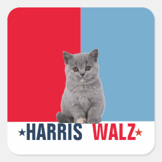 Adesivo Quadrado Harris Walz 2024 Obviamente Vermelho Azul