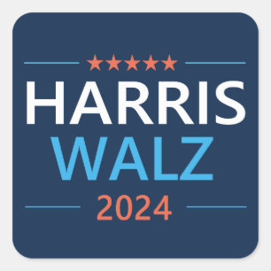 Adesivo Quadrado Harris Walz 2024 para Presidente