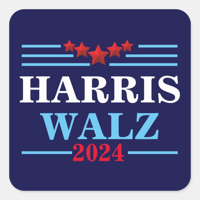Adesivo Quadrado Harris Walz 2024 Presidente - Tim Walz (Frente)