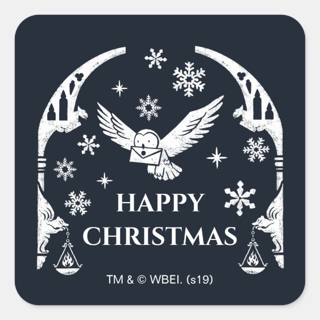 Adesivo Quadrado HARRY POTTER™ Hedwig - Letra Holiday (Frente)