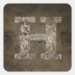 Adesivo Quadrado Harry Potter Monograma de Hogwarts