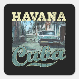 Adesivo Quadrado Havana Cuba Grafite Street Art - Love Habana