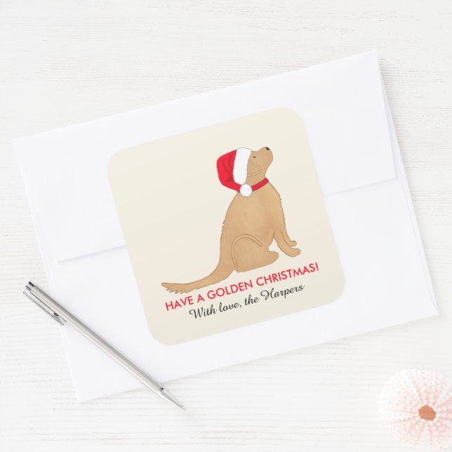 Adesivo Quadrado Have a Golden Christmas Customized Flat Card (Envelope)