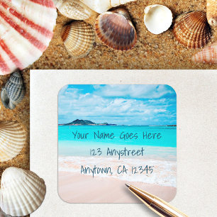 Adesivo Quadrado Hawaii Blue sky e sandy Beach