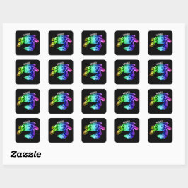 Adesivo Quadrado Hawaii Tribal Honu Rainbow