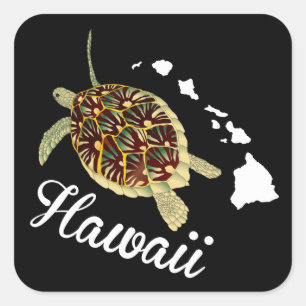 Adesivo Quadrado Hawaii Turtle