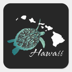 Adesivo Quadrado Hawaii Turtle