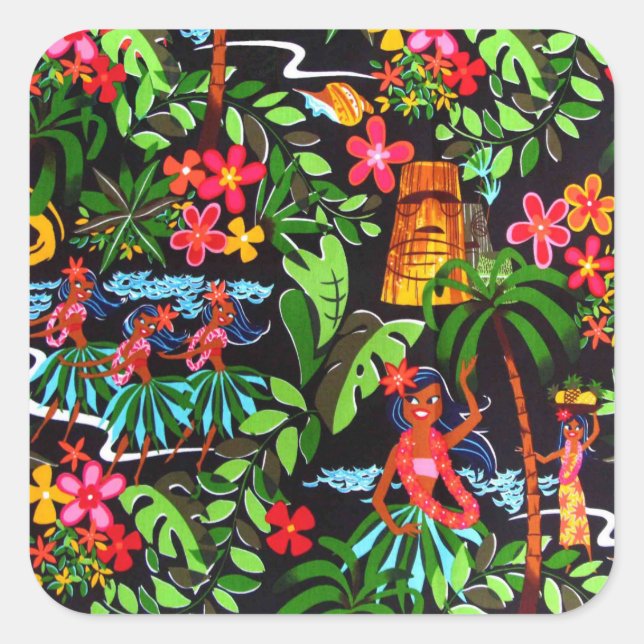Adesivo Quadrado Hawaiian Girls Sticker (Frente)