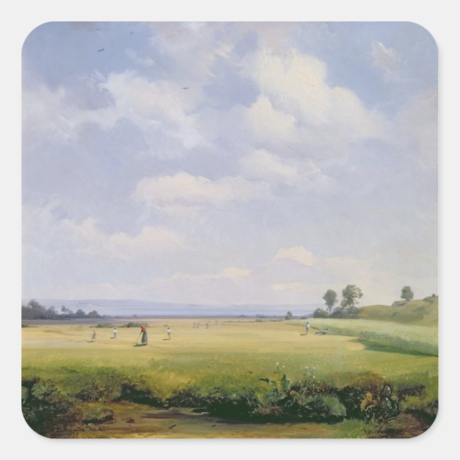 Adesivo Quadrado Haymaking, 1838 (óleo na canvas) (Frente)