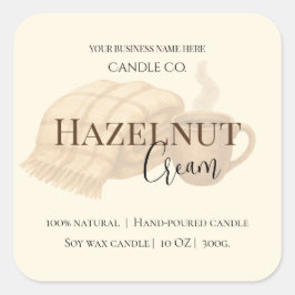 Adesivo Quadrado Hazelnut Cream | Cozy Neutral Soy Candle Label