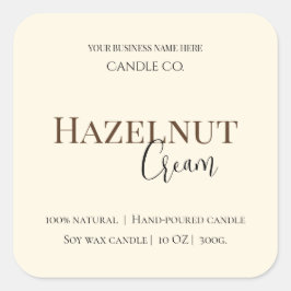 Adesivo Quadrado Hazelnut Cream | Cozy Neutral Soy Candle Label