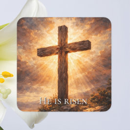 Adesivo Quadrado He Is Risen Christian Easter