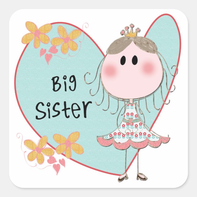 Adesivo Quadrado Heart Big Sister (Frente)