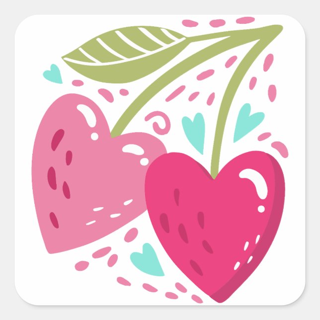 Adesivo Quadrado Heart Cherries (Frente)