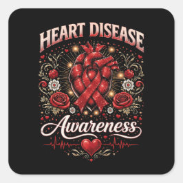 Adesivo Quadrado Heart Disease Awareness