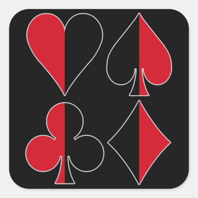 Adesivo Quadrado Heart Spade Diamond Club (Frente)