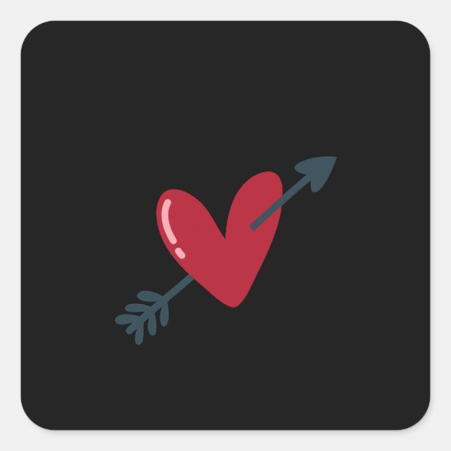Adesivo Quadrado Heart With Arrow Valentine Minimal T-Shirt (Frente)