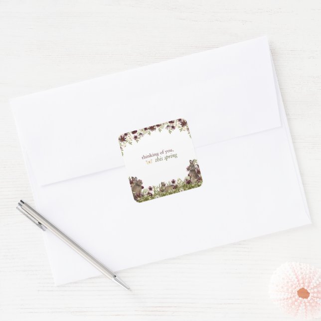 Adesivo Quadrado Hearthlight Notes Primavera Suave Prado Flor Silve (Envelope)