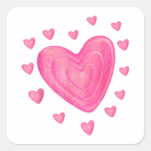 Adesivo Quadrado Hearts T Shirt Kids School Dias de os namorados Gi