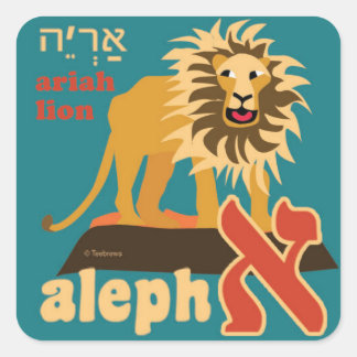 Adesivo Quadrado Hebraico Aleph-Bet Animal Stickers