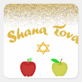 Adesivo Quadrado Hebrew Shana Tova Star David