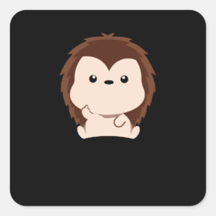 Adesivo Quadrado Hedgehog Gift Cartoon de Dedos Médios Animais Engr