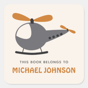 Adesivo Quadrado Helicóptero Gelado e Carteiro de Nome