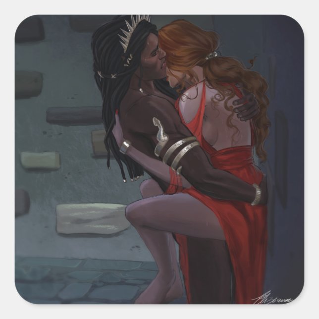 Adesivo Quadrado Helion e a Senhora do outono (Frente)