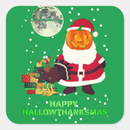 Adesivo Quadrado "HELITE HALLOWTHANKSMAS" presente de festa diverti