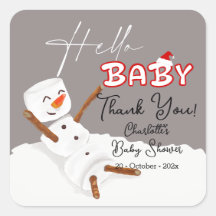 Hello Baby Cute Snowman Baby Shower