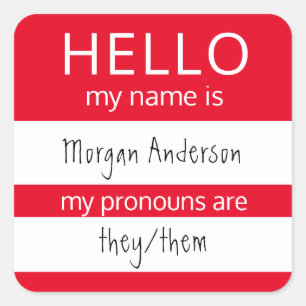 Adesivo Quadrado HELLO Personalizado Meu Nome Pronounounes É Crach
