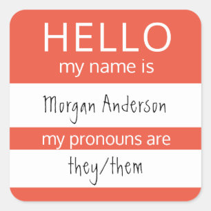 Adesivo Quadrado HELLO Personalizado Meu Nome Pronounounes É Crach