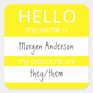 Adesivo Quadrado HELLO Personalizado Meu Nome Pronounounes É Crachá