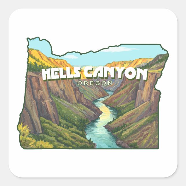 Adesivo Quadrado Hells Canyon Oregon Map (Frente)