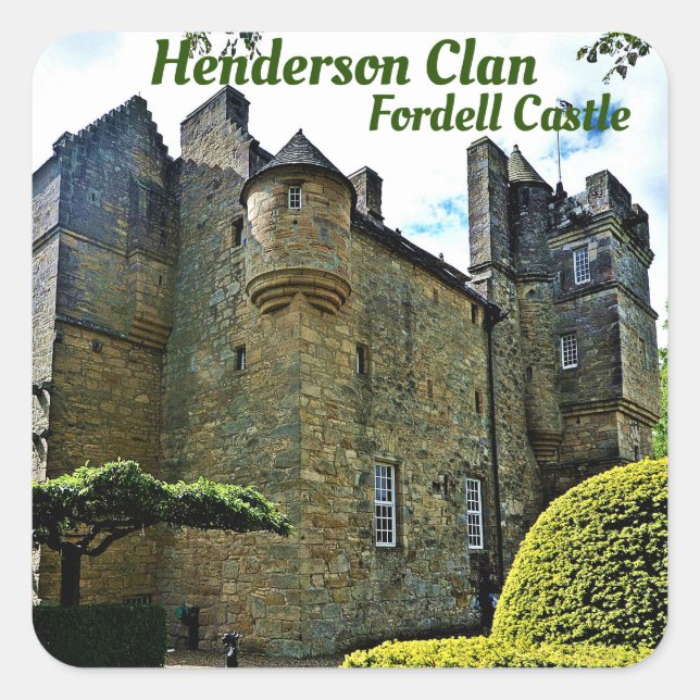 Adesivo Quadrado Henderson Clan Scottish Fordell Castle Sticker (Frente)